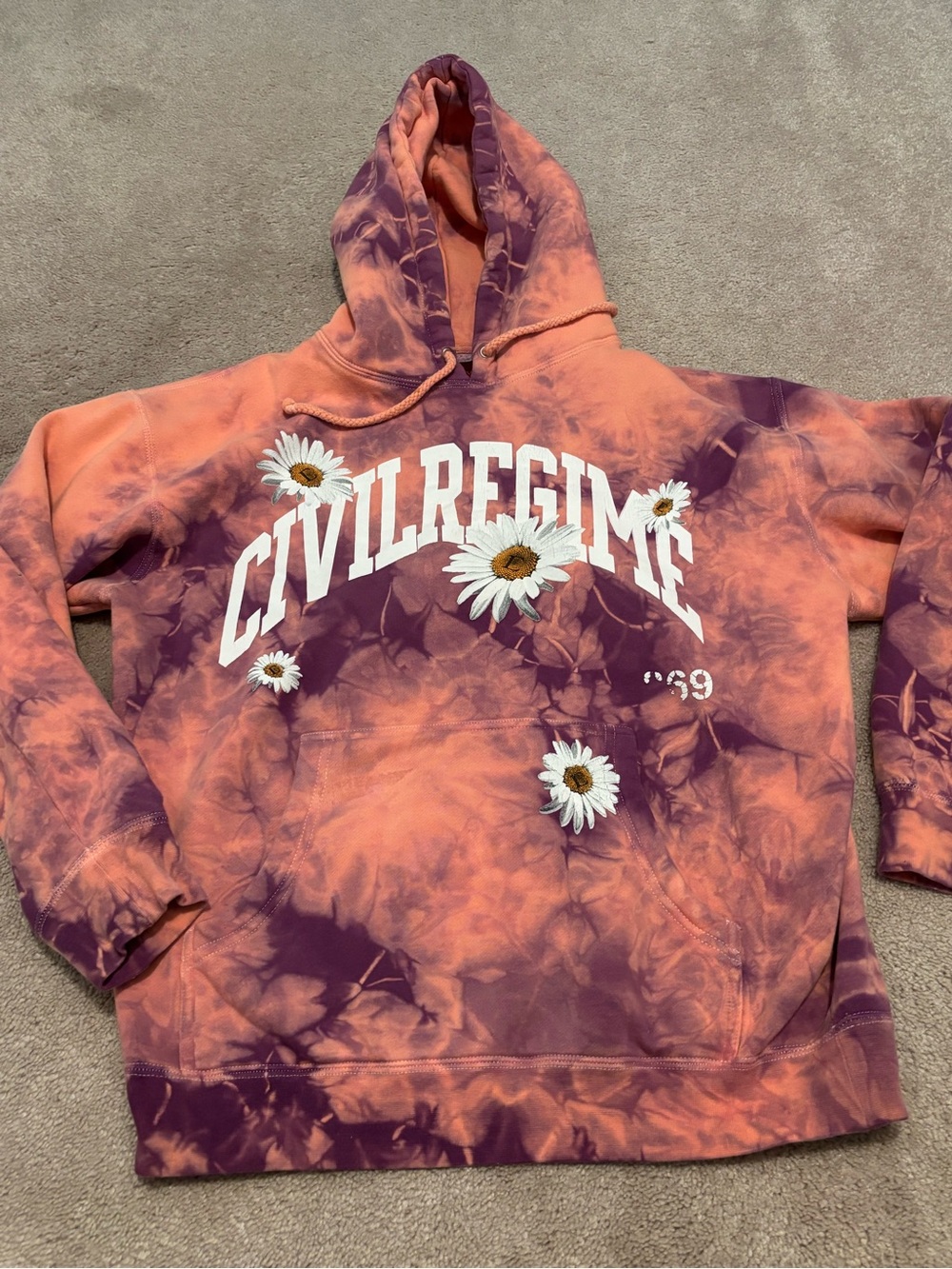 Civil Regime Womens Small Darc Sport Tie-Dye Daisy Hoodie Sweatshirt